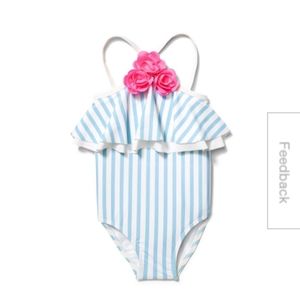 Striped Triple Rosette Swimsuit